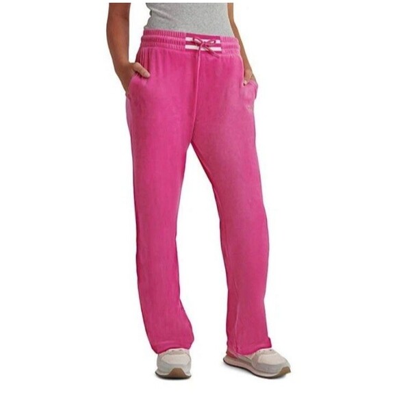 NWT Limited Too Girls' Pink Velour Logo Sweatpants Straight Leg- Size L (12/14) - Picture 1 of 12